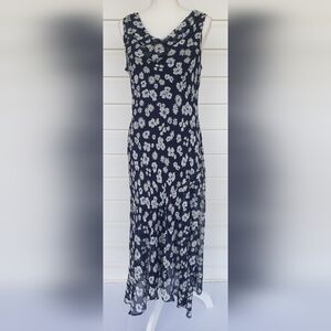 Vintage Jolibel Petite Floral Romantic Sundress!!! Navy Blue!!